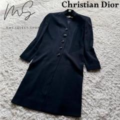 美品 クリスチャンディオール シルク100％ マキシ ロング 長袖 ワンピース Christian Dior*キュートチェック♪シルクワンピ -