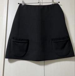 【美品】 courrègesクレージュ黒 フリンジ付きポケット タイトスカート 美品】 courrègesクレージュ黒 フリンジ付きポケット タイト