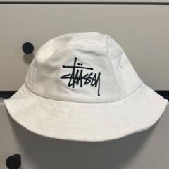 稀少　STUSSY ホワイト バケットハット LARGE/X-LARGE Stüssy ステューシー クラウン 王冠 バケットハット バケハ 白