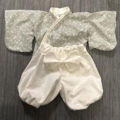 ベビー袴　袴ロンパース ハンドメイド　花柄　タペストリー付き　お食い初め　初節句