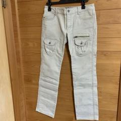 マクゾゥ M AＸＯＵ　ホワイト カーゴパンツ ジッパーポケット付き