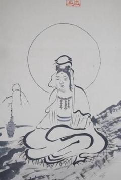 真作/作者不明/古画観音図/布袋屋掛軸HG-552 真作/作者不明/古画観音図/布袋屋掛軸HG-552