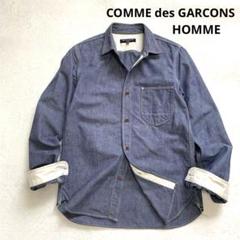 AD2002 COMME des GARCONS HOMME デニム切替シャツ COMME des GARCONS HOMME 綿ストライプ×綿デニム 切換えシャツ