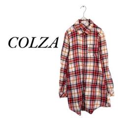 コルザ チェック柄 ロングシャツ 羽織り 総柄 カジュアル 綿100%使用 L