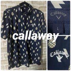 callaway メンズL ポロシャツ　ライトニング　カミナリ 総柄 callaway メンズL ポロシャツ ライトニング カミナリ 総柄