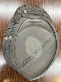 ★骨董 端渓硯 乾隆12年(1747年) 蓮に蛙と巻貝図★ ☆骨董 端渓硯 乾隆12年(1747年) 蓮に蛙と巻貝図☆