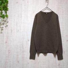 新品未使用　ユニクロ　カシミヤ100% Vネックセーター　ブラウン　モカ　L ユニクロ公式 | カシミヤVネックセーター