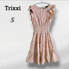 Trixxi フリルノースリーブミニワンピース 海外サイズ S ウエスト伸縮