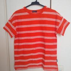 moujoujou オレンジ/白ストライプ Tシャツ 140