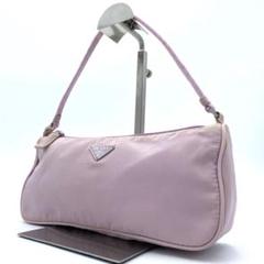 PRADA✨鑑定済 希少色 アクセサリーポーチ 三角ロゴ ナイロン ピンク 薄紫
