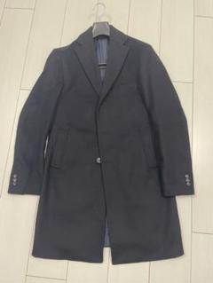 美品 エディフィス チェスターコート ロング シルク 絹 ウール ネイビー L ベージュ 【尾州産ウール】ロングチェスターコート グレー