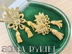 ソニアリキエル　SR ピンブローチ　フリンジ　タッセル　ゴールド SONIA RYKIEL - ヴィンテージソニアリキエル ピンブローチ