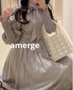 amerge デコルテスリットワンピースアイスブルー