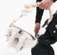 バッグ embryo  Bone Designer Shoulder Bag EMBRYO Skeleton Faux Fur Handbag