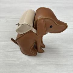 Rosierロジェお座り犬のオルゴール　牛革茶色