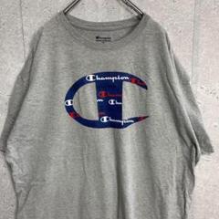 チャンピオン　ビックロゴプリント　グレー　オーバーサイズTシャツ2XL