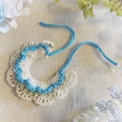ぬい服　＊ 2段フリルのケープ　ブルー　ハンドメイド　手編み