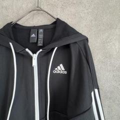 【極美品】adidas トラックジャケット 3本ライン ジャージ フード付 黒
