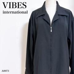VIBES ブラック ジップジャケット ポリエステル スイングトップビッグサイズ