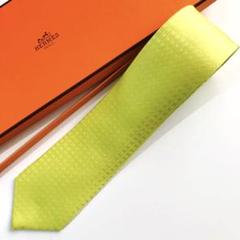 HERMES ネクタイ 紋章柄 イエロー