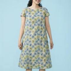 美品 ホコモモラ 花柄 刺繍 ワンピース Aライン フレア 半袖 定価3.9万
