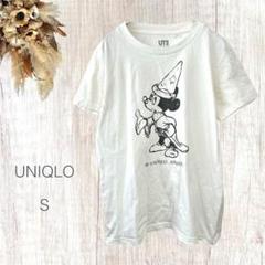 UNIQLO ユニクロ Tシャツ（S）半袖 白 シンプル ディズニー ミッキー