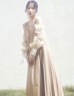 priveve 越智ゆらの コットンVネックギャザーワンピース