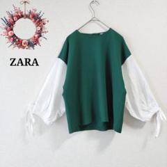 ザラ ZARA◇ドッキングブラウス バルーン袖 コンビ プルオーバー S