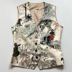 上品な マルジェラ期 ベスト ジレ シルク エルメス 美品 高級 鹿 乗馬 トップス