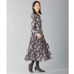 極美品✨ クミキョク　ロングワンピース　リボン　花柄　総柄　近年モデル　3　上品