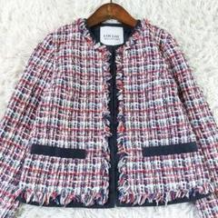 ★新品タグ付き★ルルウィルビー ノーカラー ツイードジャケット アイボリー LOULOU WILLOUGHBY】バイカラーツイードジャケット|allureville