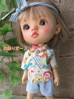 dayuanbao ドールサイズ服　№1410　甚平　YUWA　青　夏祭り♪