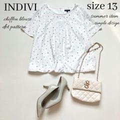 ◆美品◆大きいサイズ◆INDIVI◆ドルマンシフォンブラウス◆白◆LL◆ゆったり