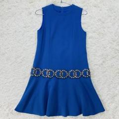 GRACE CONTINENTAL サークルベルトワンピース　ビジュー　ブルーM