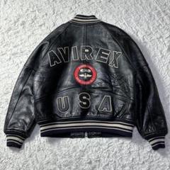 AVIREX レザージャケット　スタジャン　やぎ革　オールレザー　スタッズ　S AVIREX レザージャケット スタジャン やぎ革 オールレザー