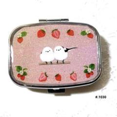 No.13 【シマエナガ×藤の花】レジン 鏡付ピルケース 小物
