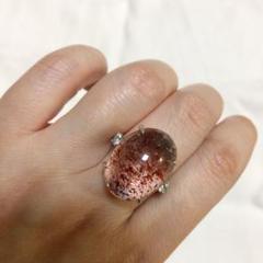 18kwgリング♡レピドクロサイト25.58ct×ダイヤモンド計0.346鑑定書