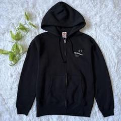 【美品】 レディース ジップアップパーカー (M) 煮干し ブラック コットン