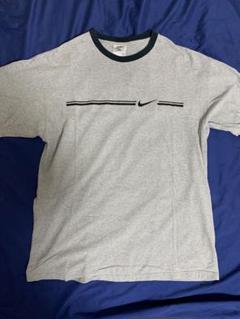 [90s] Nike デカロゴ 短丈 リンガーT 赤×黒 Mサイズ L 相当 NIKE REVERSIBLE TEE 80S 「紺タグ、赤×黒、両面プリント