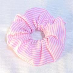【No.10】ハンドメイド シュシュ ピンク ストライプ柄 推し活