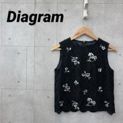 Diagram ダイアグラム ノースリーブトップス 花柄刺繍 レース 38 M