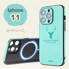 iPhone ケース ミント スマホ カバー 11 鹿 DEER PU レザー