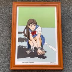 人物画　油絵　江口寿史　F6号　額付き　手描き　肉筆 値下げ】 人物画 油絵 江口寿史 少女 F6号 額付き 手描き 肉筆