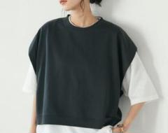 【匿名配送】ミニ裏毛ベスト チャコールグレー ショート丈 カジュアル Fサイズ