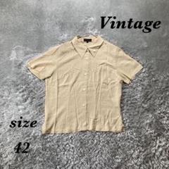 Vintage ヴィンテージ (42) 半袖シャツ ストライプ柄 薄手 日本製