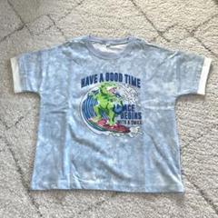 【新品未使用】半袖Tシャツ　恐竜　ティラノサウルス　スパンコール　キッズ　水色