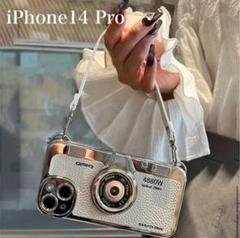iPhone 14 pro スマホケース カメラ レトロ ストラップ★