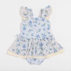 プティマイン 花柄ワンピース水着 80