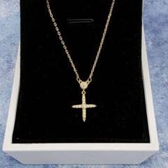ディズニープリンセスのベビーグッズも大集合 309N【オシャレ】クロス K18コート CZ ネックレス ダイヤ アクセサリー