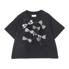 TORI-TO × BEAMS BOY♡リボン アップリケ Tシャツ ブラック TORI-TO × BEAMS BOY / リボン アップリケ Tシャツ - メルカリ